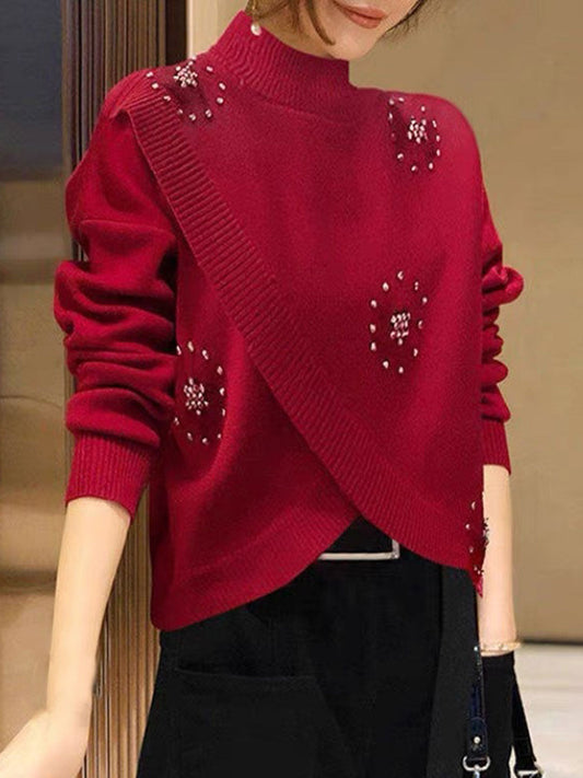 Jersey Frederina | Jersey cuello alto tachuelas casual