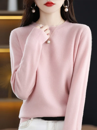 Jersey informal con cuello redondo y mangas largas para un look relajado