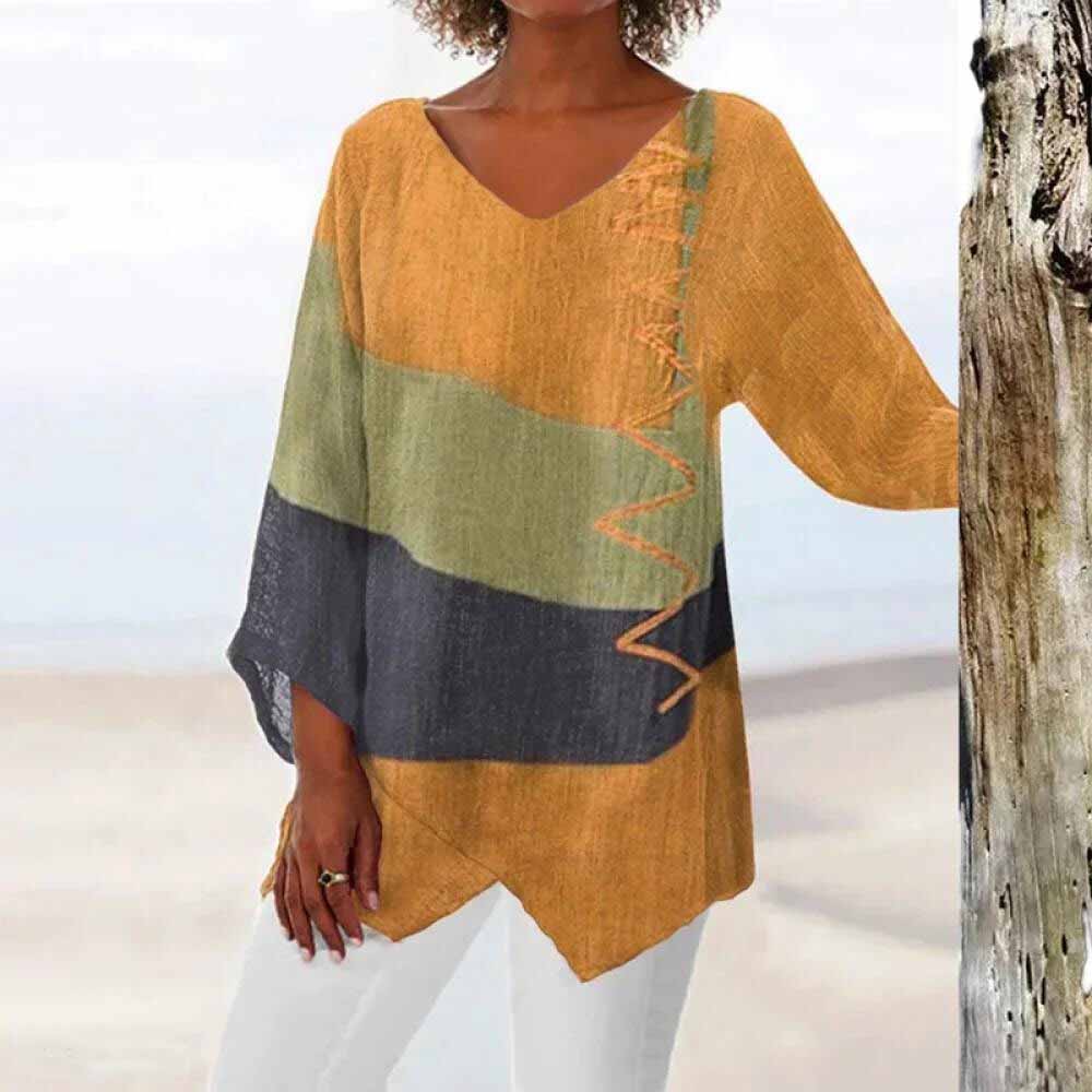 Laryssa - Camisa tricolor de moda para mujer