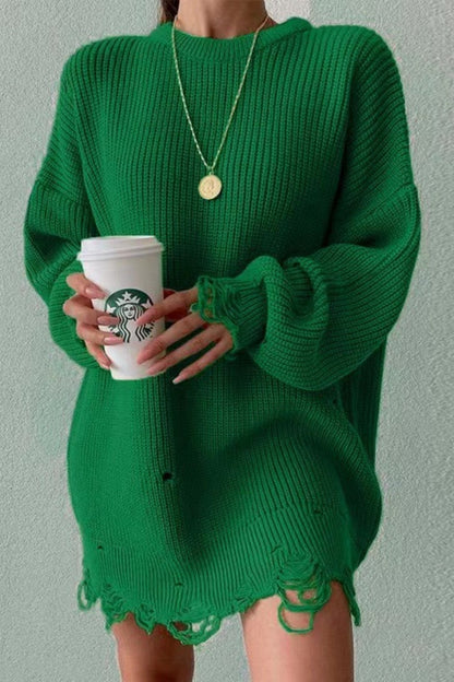 Jersey reciclado relajado de cuello en O en colores lisos