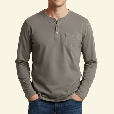 Męska Koszulka Henley Kieszeń