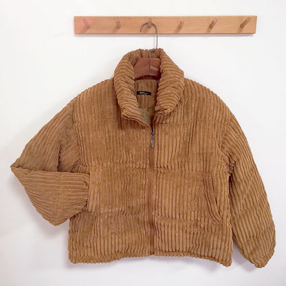 Chaqueta acolchada con cuello alto, crema, mujer