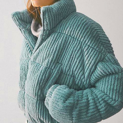Chaqueta acolchada con cuello alto, crema, mujer