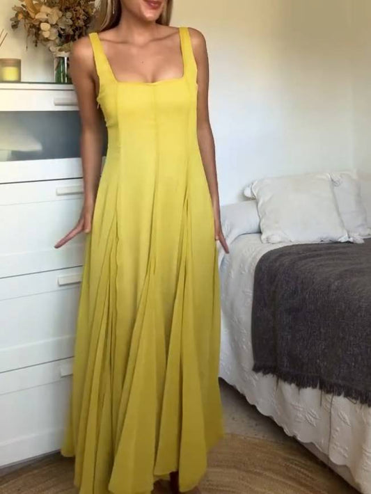 Vestido largo sin tirantes de escote cuadrado para ocasiones especiales