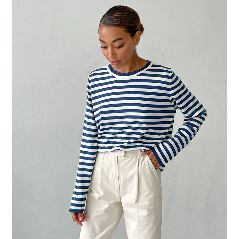 Elegante jersey de rayas para mujer, excelente opción para el día a día