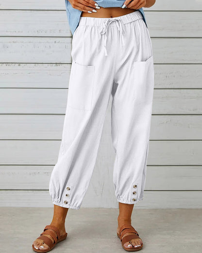 Erinna - Pantalones de yoga capri con cordón de ajuste