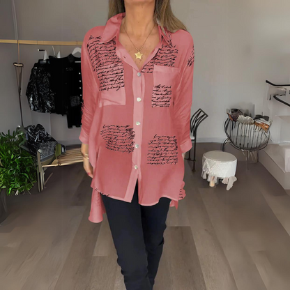 Camisa con estampado de letras para mujer
