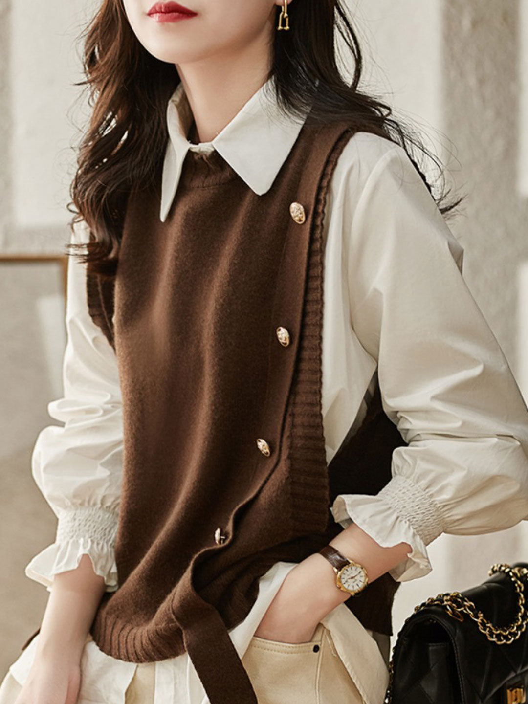 Chaleco Celestine | Chaleco sin mangas con botones sueltos