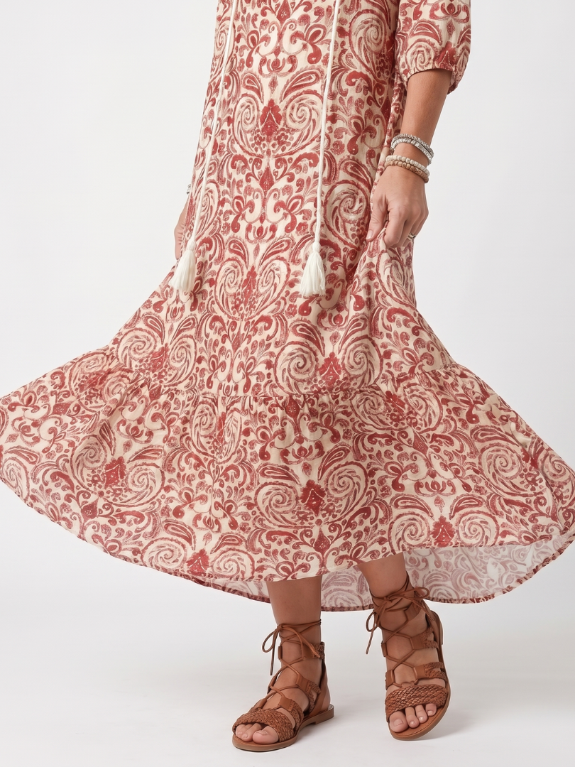 Damska Sukienka Maxi Paisley Boho