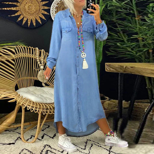 Falda vaquera de manga larga para un look casual de diario