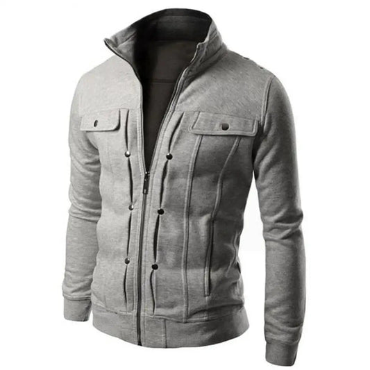 Elegante y cálida chaqueta de invierno slim-fit con cuello alzado para hombre | Ideal para otoño/invierno