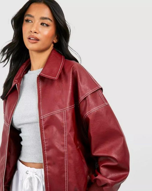 Chaqueta bomber de cuero chic para mujer | khalil