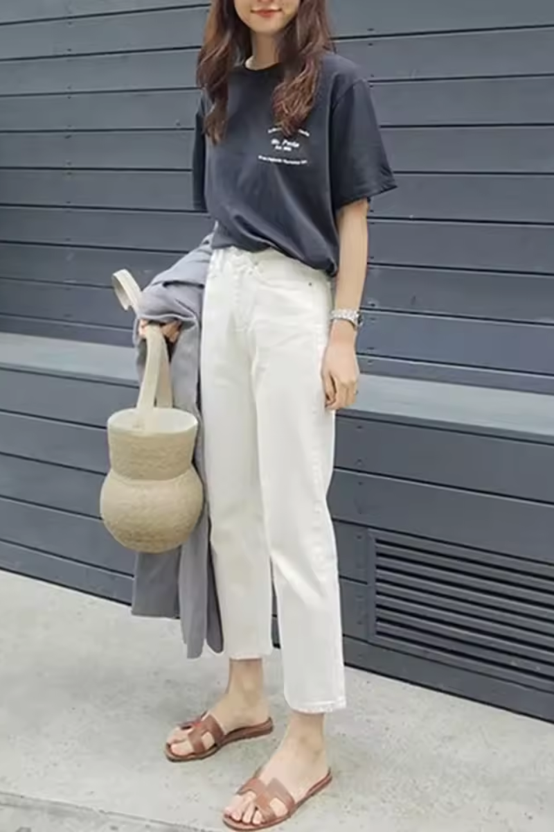 Mina | Jeans boyfriend blancos de mujer