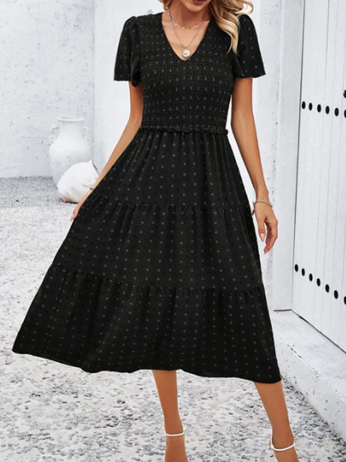 Vestido de manga corta y escote en V