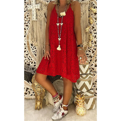 Vestido sin tirantes con detalles de encaje
