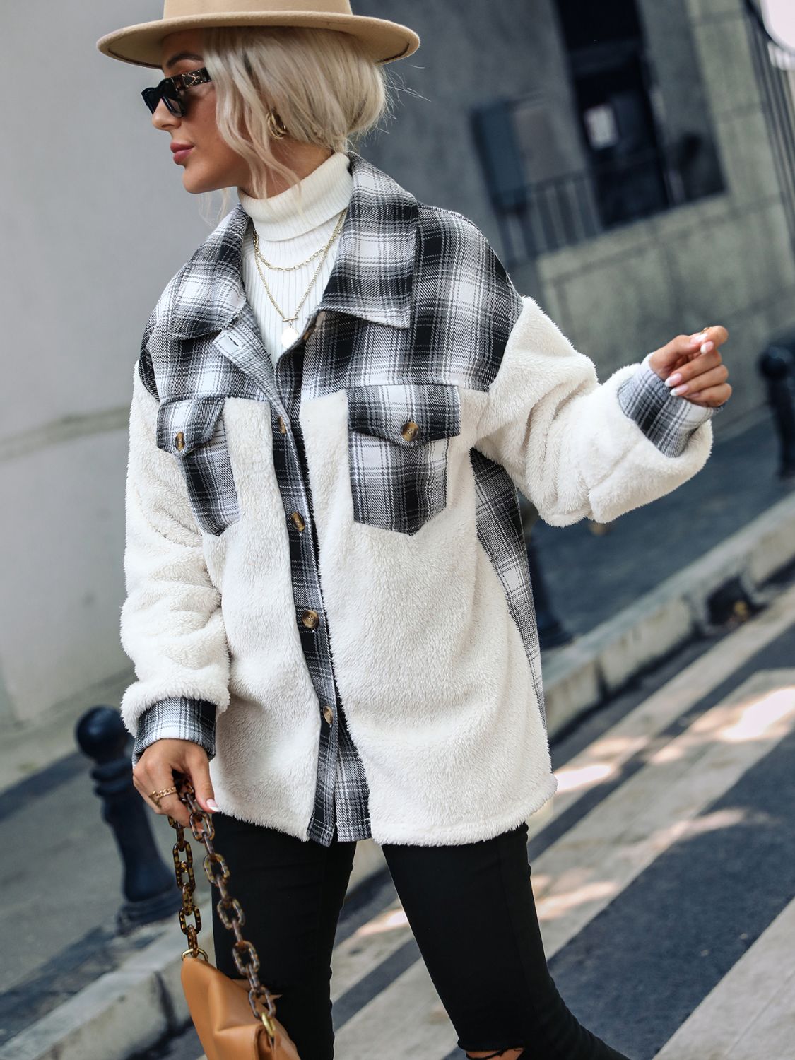 Noémie - Chaqueta polar a cuadros
