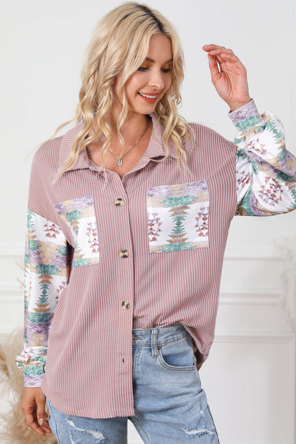 Aureen | Chaqueta camisera de pana rosa boho