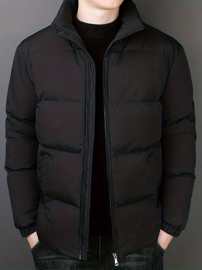 Chaqueta de invierno cortavientos acolchada con cuello alto para hombre | Perfecta para otoño/invierno