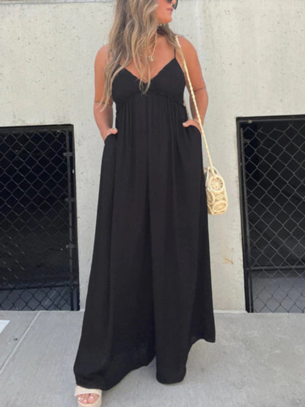 Cómodo vestido largo con tirantes finos para uso diario