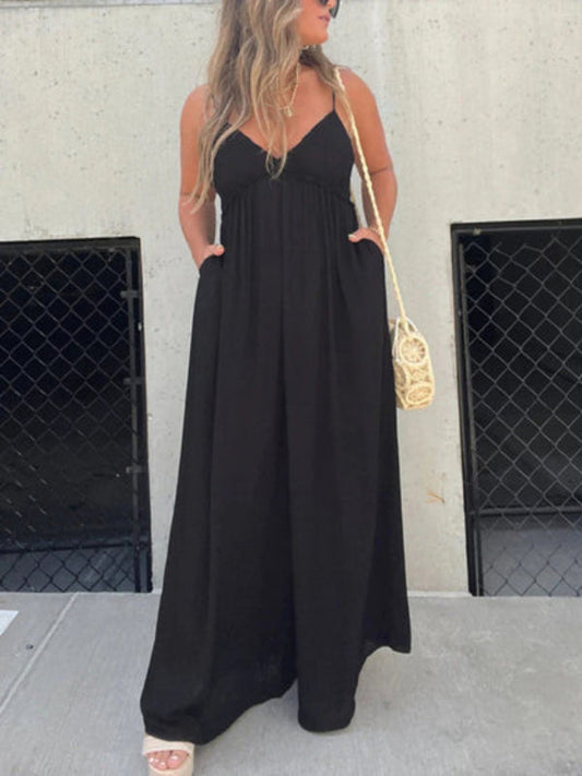 Cómodo vestido largo con tirantes finos para uso diario