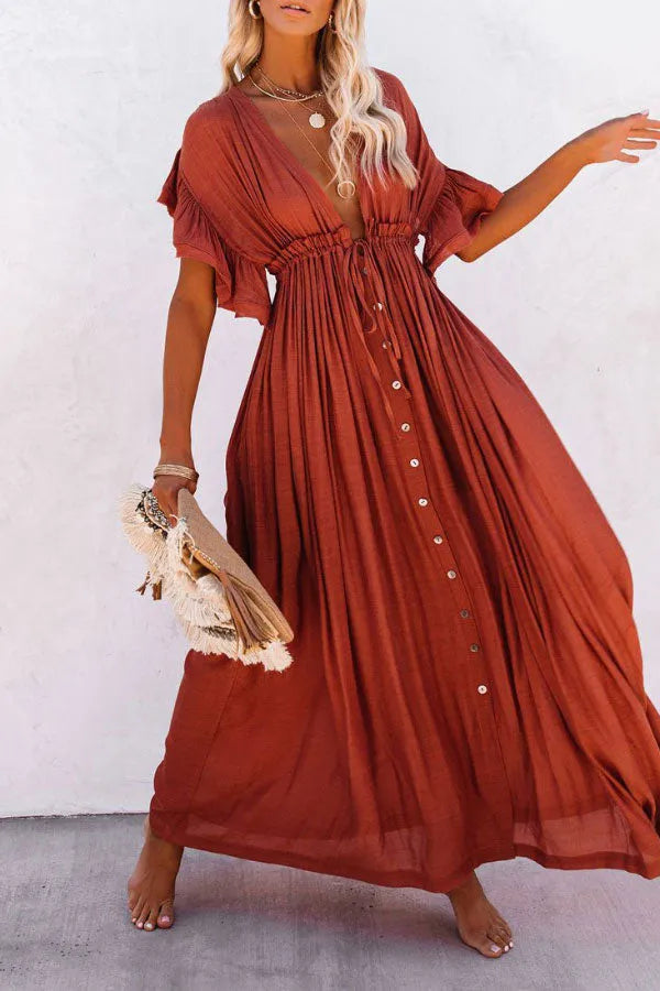Vestido Fairy Air con cuello en V y mangas con volantes