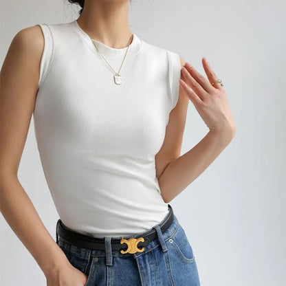 Lena - Camiseta de tirantes sin mangas y cuello redondo para mujer