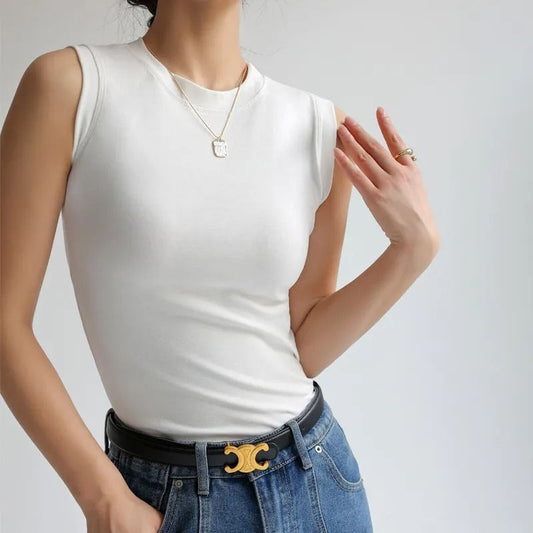 Lena - Camiseta de tirantes sin mangas y cuello redondo para mujer