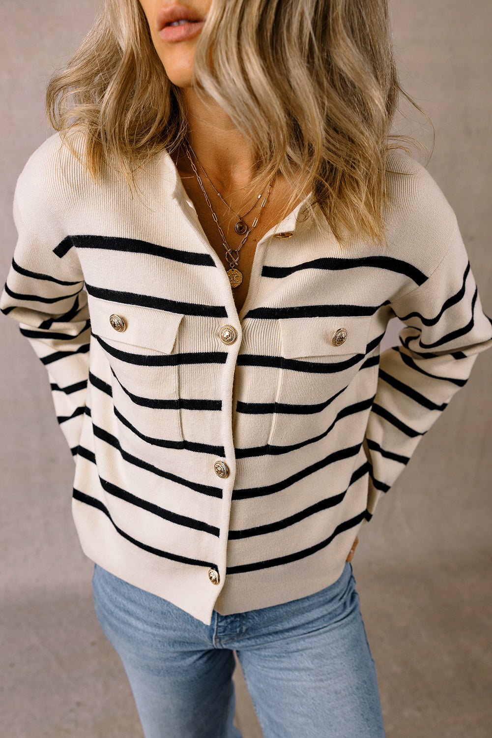 Merly | Chic y encantador cárdigan de rayas con botones