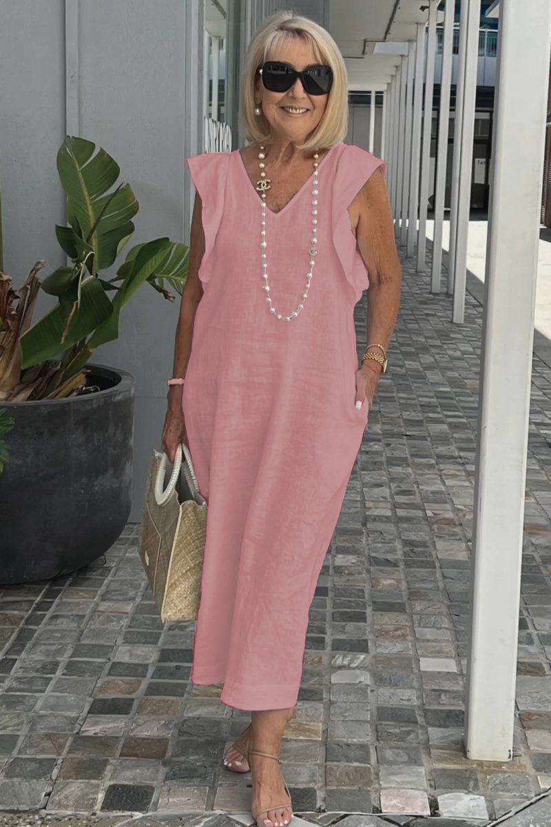 Vestido casual en algodón y lino