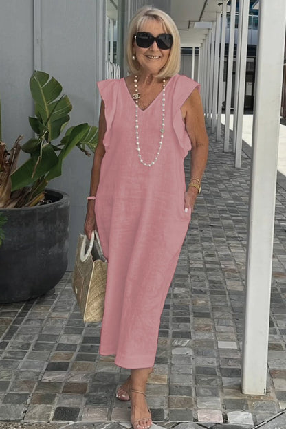 Vestido casual en algodón y lino