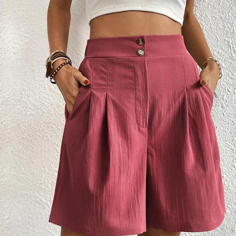 Pantalones cortos para mujer | A la moda | Cintura alta, ligeros, transpirables | Ideales para el verano