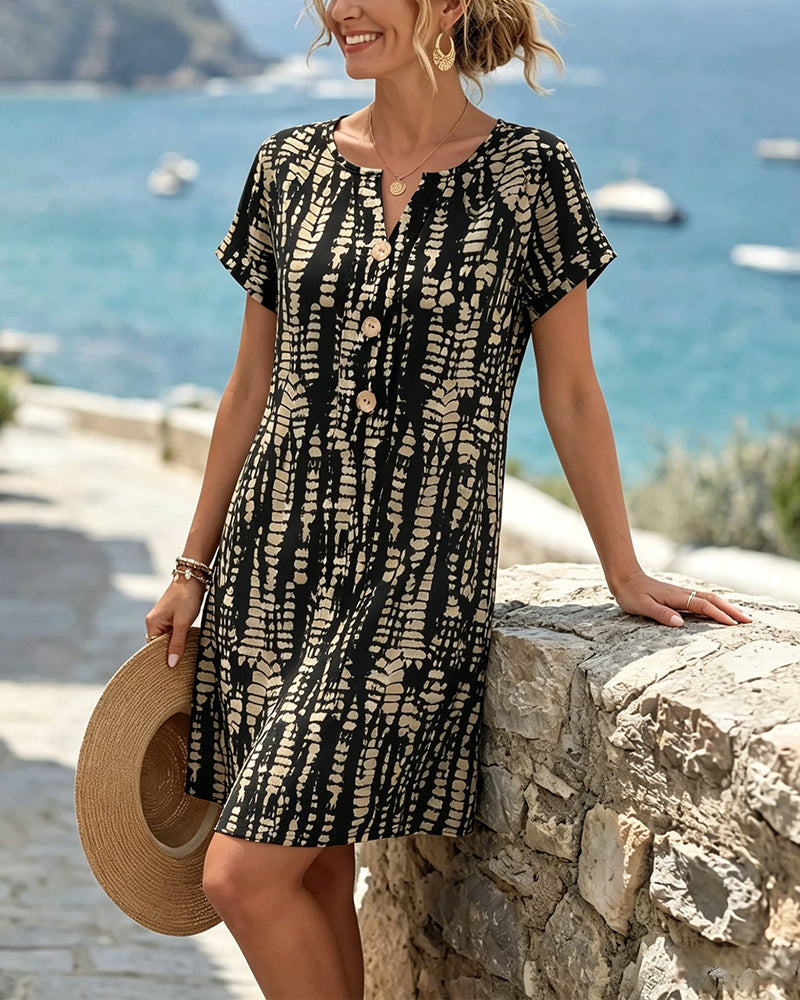 Damska Sukienka Zapinana Na Guziki Z Dekoltem W Serek