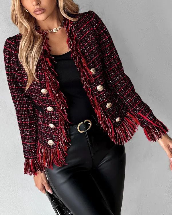 Casual wear, Ladies,chaqueta con diseño de borlas