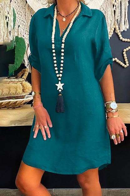 Joann vestido camisero con mangas enrolladas