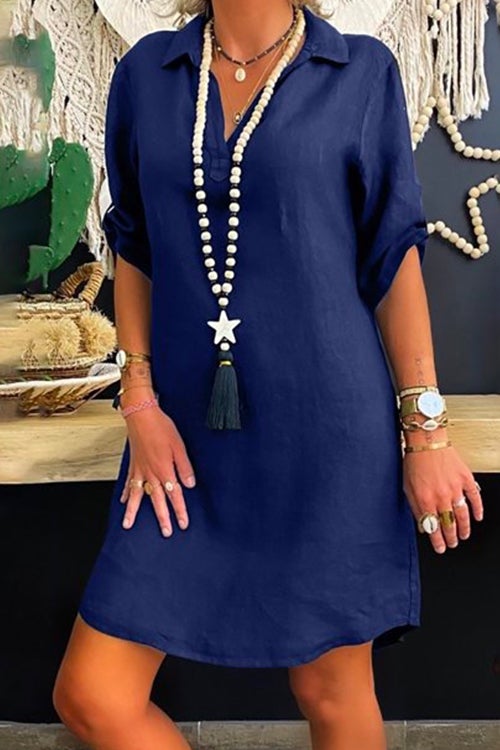 Joann vestido camisero con mangas enrolladas