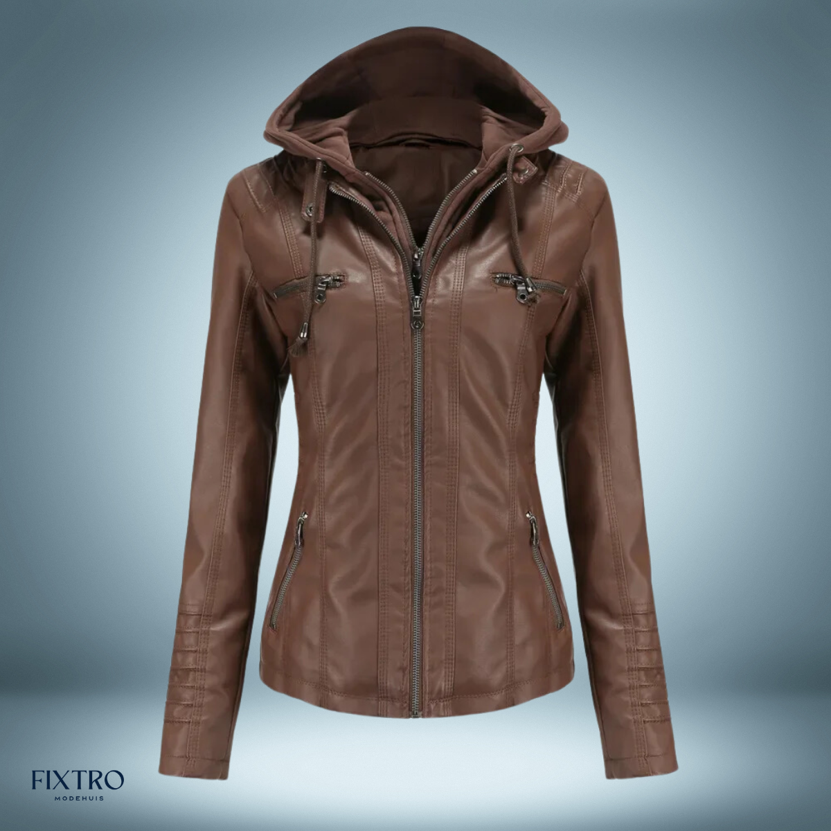 Lyra | Chaqueta de cuero con capucha para mujer, elegante y cómoda