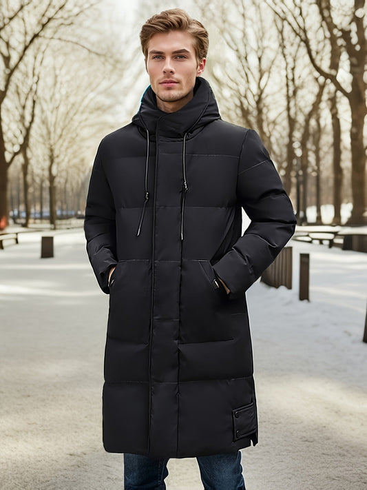 Cálida chaqueta de invierno con capucha de algodón para hombre | Perfecta para actividades al aire libre