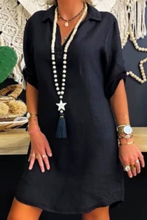 Joann vestido camisero con mangas enrolladas