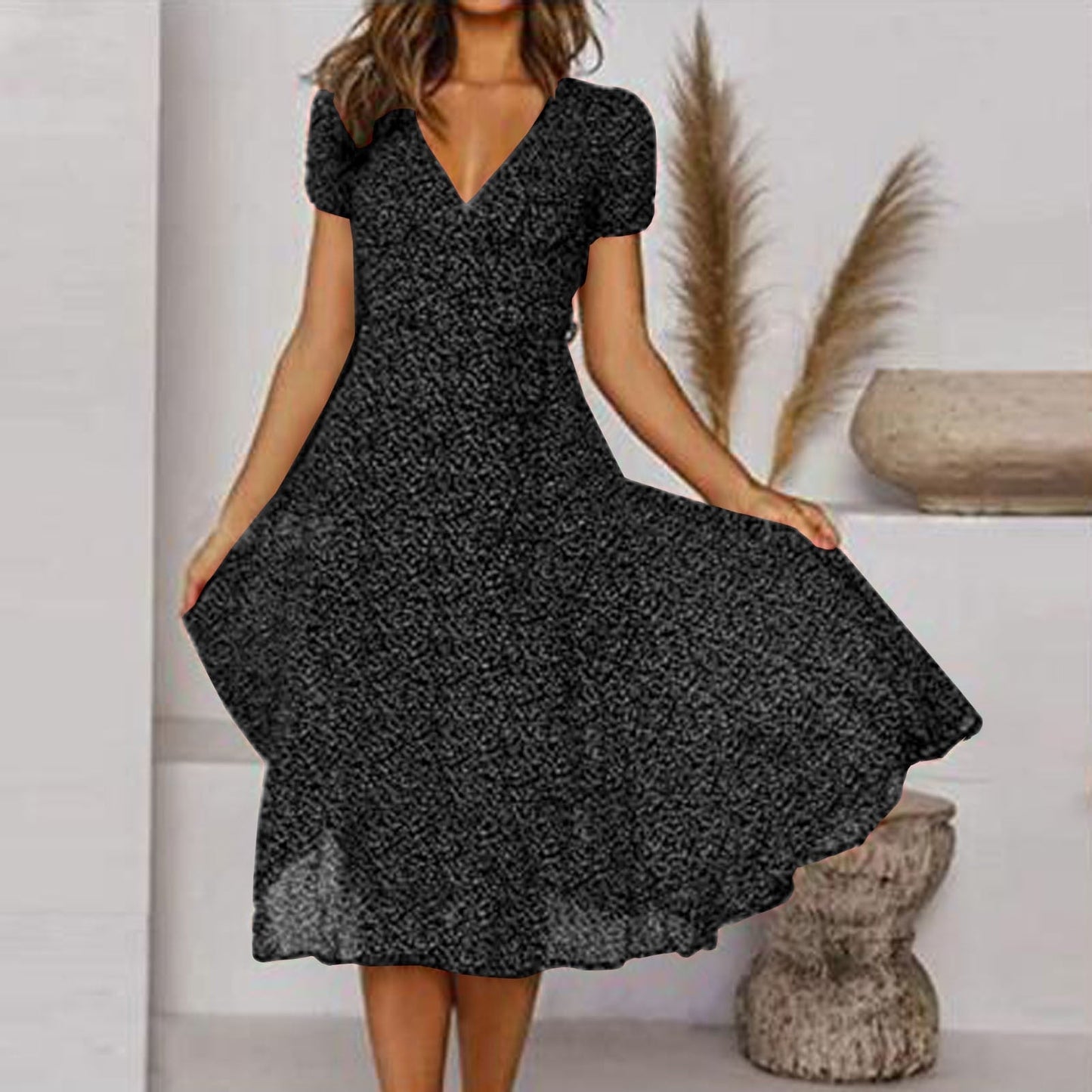 Aireado vestido de verano en línea A con escote en V