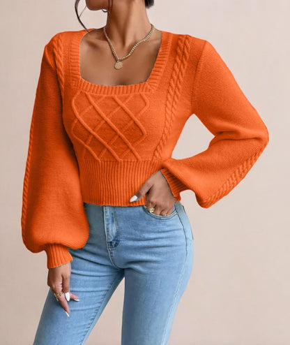 Lily | Jersey de punto para mujer con cuello cuadrado