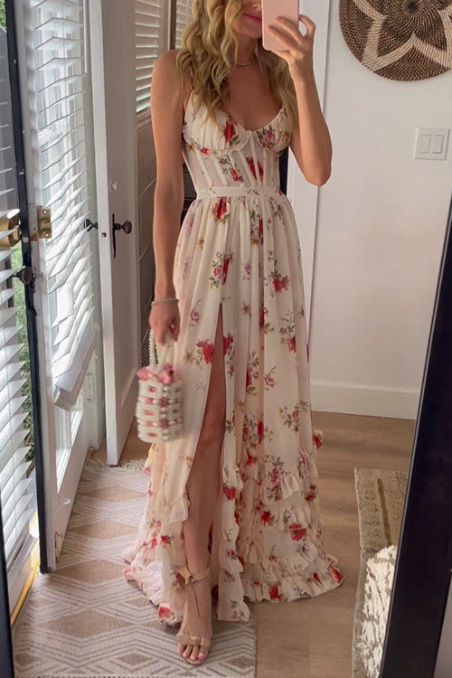 Vestido largo con estampado floral