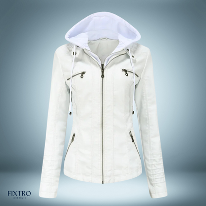 Lyra | Chaqueta de cuero con capucha para mujer, elegante y cómoda