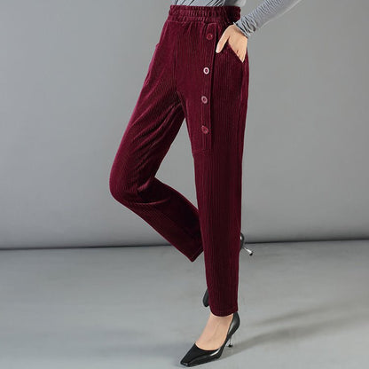 Leslie - Pantalones forrados de terciopelo