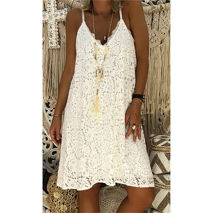 Vestido sin tirantes con detalles de encaje