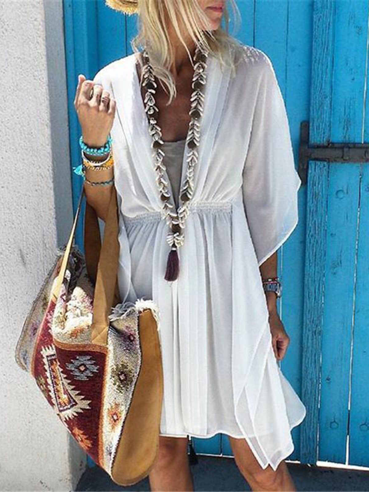 Vestidos de verano para mujer con recogido asimétrico para la playa
