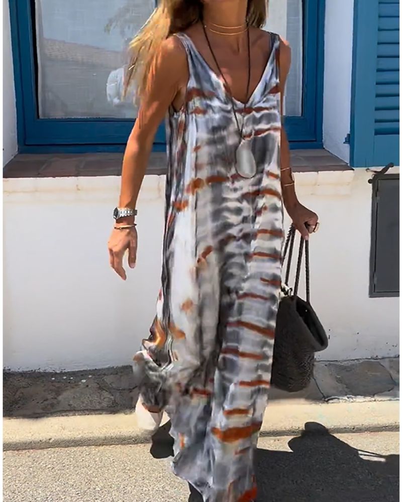 Damska Sukienka Tie-Dye Maxi