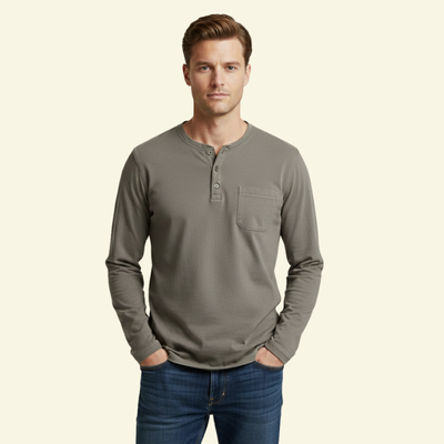 Męska Koszulka Henley Kieszeń