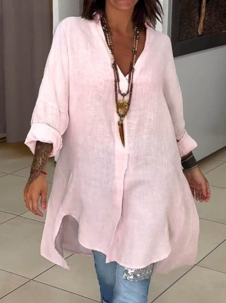 Women's Casual Cotton Linen Shirt Dress