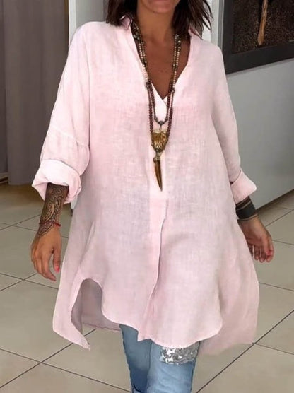 Women's Casual Cotton Linen Shirt Dress