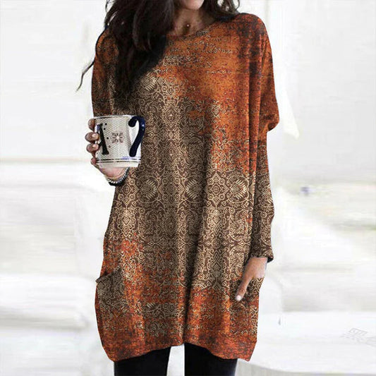 Lucianna | Elegante jersey naranja con estampado de mandalas